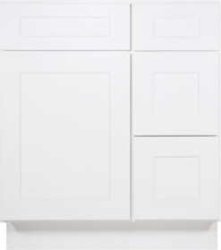 Furinno Shaker Drawers Right Bath Vanity Cabinet without Top, Ready to Assemble, 21 D x 30 W x 34.5 H, White