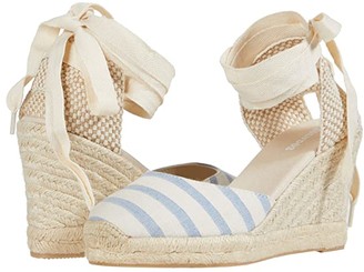 blue and white striped wedges