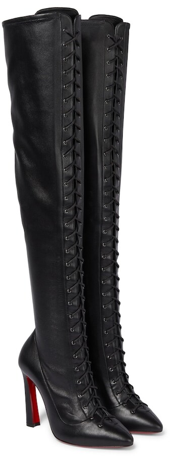 Christian Louboutin Anjel 100 Leather Over-the-knee Boots in Black