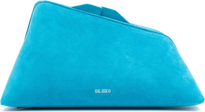 Loro Piana Pad Cashmere-suede Pouch Clutch Bag In Blue