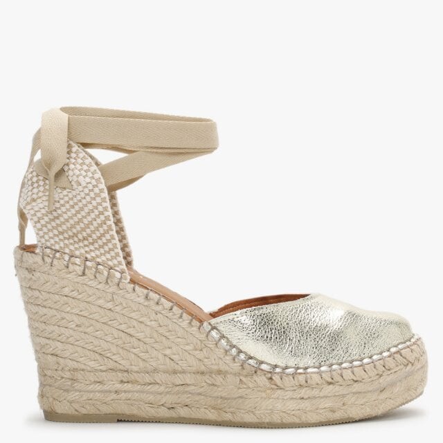 gold leather wedge sandals