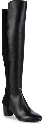 Stuart Weitzman Gillian Leather Block Heel Knee-High Boots