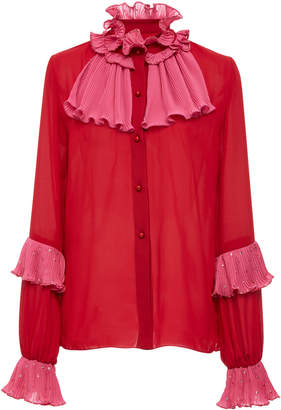 Anna Sui Georgette Medley Embellished Top