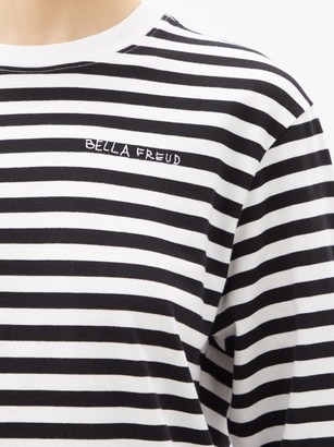 Bella Freud Logo-embroidered Striped Cotton-jersey T-shirt - Black