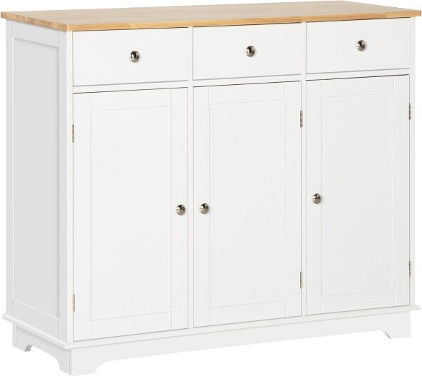 DexmalleWhiteSideboardwithSolidWoodCounterTopandAdjustableShelf