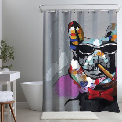 Begin Edition International Inc. Gray Bulldog Shower Curtain - Abstract Design for Home Decor