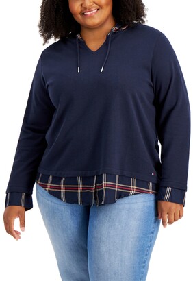 Tommy Hilfiger Plus Size Layered-Look Hoodie - ShopStyle