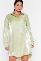 Thumbnail for your product : Nasty Gal Womens Plus Size Metallic Longline Shirt Dress - Green - 20