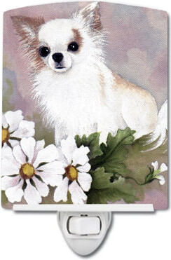 Chihuahua Flowers Ceramic Night Light