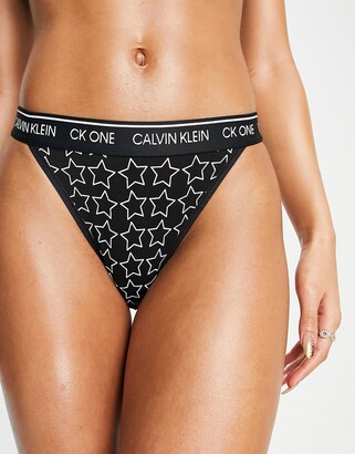 Calvin Klein One Cotton tanga Brazilian briefs in black star print -  ShopStyle Panties