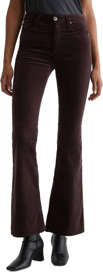 Farrah Velvet Mid-Rise Boot Pants In Amaretto Noir