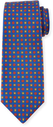 Kiton Neat Circle-Medallion Printed Silk Tie