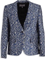 Women's Floral Jacquard Blazer In Blue Polyester