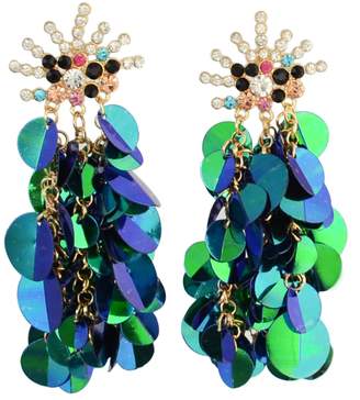 idealway 7 Colors Sequins Long Earrings Fashion Rhinestone Statement Jewelry Tassel Earrings