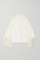 Thumbnail for your product : Andrew Gn Embroidered Tasseled Crepe Blouse - Off-white - FR38