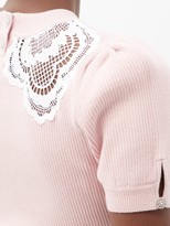 Thumbnail for your product : Self-Portrait Lace-insert Knitted Top - Light Pink