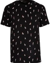Thumbnail for your product : River Island Mens Black Christmas pin-up girl print T-shirt