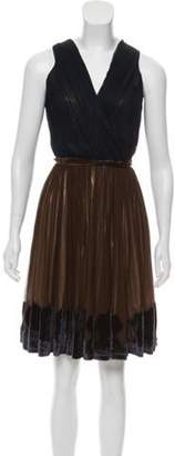 Sophie Theallet Metallic Knee-Length Dress Navy Metallic Knee-Length Dress