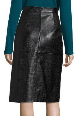 BOSS Seminca Croc-Embossed Leather Skirt