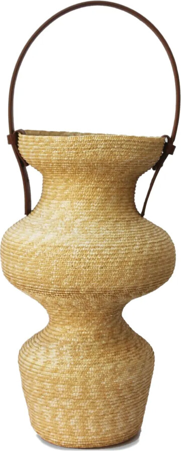 Catarzi Raffia Leather-Detail Vase