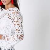 Thumbnail for your product : River Island Womens White star lace bell sleeve top