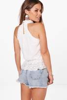 Thumbnail for your product : boohoo Petite Lucy Halterneck Broderie Anglaise Top