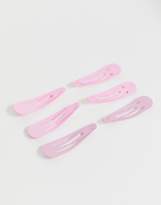Thumbnail for your product : ASOS Design DESIGN pack of 6 snap hair clips in pink plain and glitter
