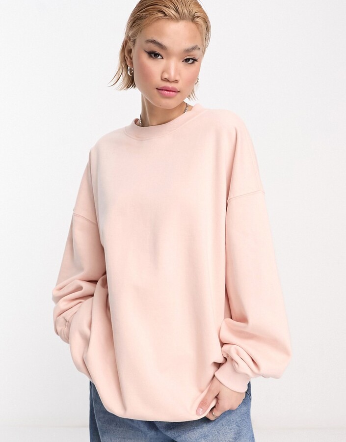 Weekday Amaze cotton sweatshirt in light pink - PINK - ShopStyle