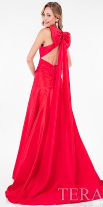Terani Couture Dropped Waist A-line Bow Back Evening Dress