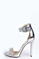 Thumbnail for your product : boohoo Claire Embellished Buckle Metallic Two Part Heel