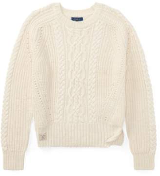 Ralph Lauren Aran-Knit Cotton-Blend Sweater