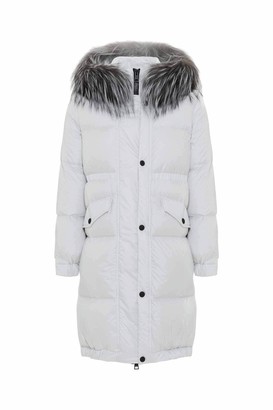 Mr & Mrs Italy Long Down Jacket For Woman With Fox Fur