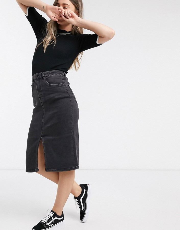 black midi skirt denim
