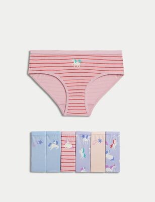 M&S Collection 7pk Pure Cotton Unicorn Knickers (2-12 Yrs