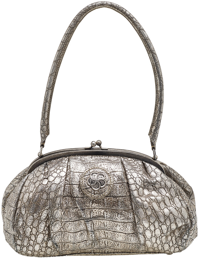 Kenzo Metallic Gold Croc Embossed Leather Frame Satchel ShopStyle