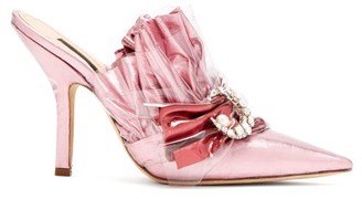 Midnight 00 Ruched Lame & Pvc Stiletto-heel Mules - Womens - Light Pink