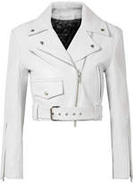 CALVIN KLEIN 205W39NYC - Cropped Leather Biker Jacket - White