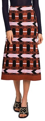 Prada Intarsia Knit Midi Skirt