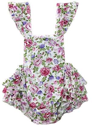 Wennikids Baby Girl's Summer Dress Clothing Ruffle Baby Romper Small