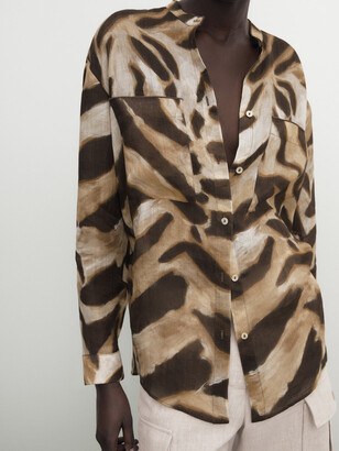 Massimo Dutti 100% Ramie Animal Print Shirt - ShopStyle T-shirts