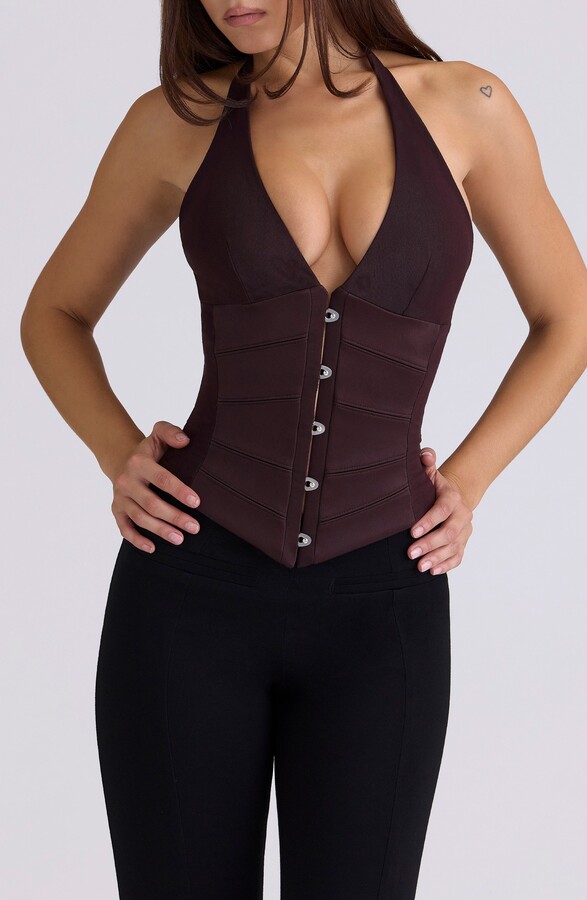 House Of CB Lia Dark Cherry Corset Top