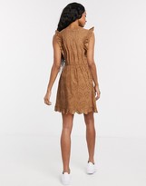 Thumbnail for your product : JDY mini broderie dress with ruffle trims in brown