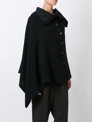 Y's asymmetric patch pocket cape - women - Nylon/Wool - 2