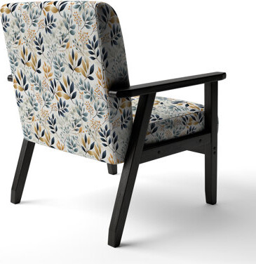 Monochrome Botany - Upholstered Bohemian & Eclectic Accent Arm Chair