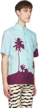 Dries Van Noten Blue & Purple Len Lye Edition Tattoo Short Sleeve Shirt