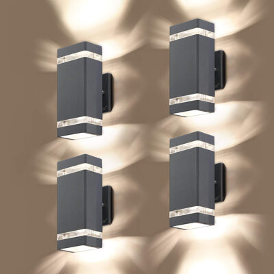 4 Pack LED Square Up And Down Lights Outdoor Wall Light,Body In Aluminum Waterproof Outdoor Wall Lamps,3000K 5W