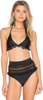 black pom pom swimsuit