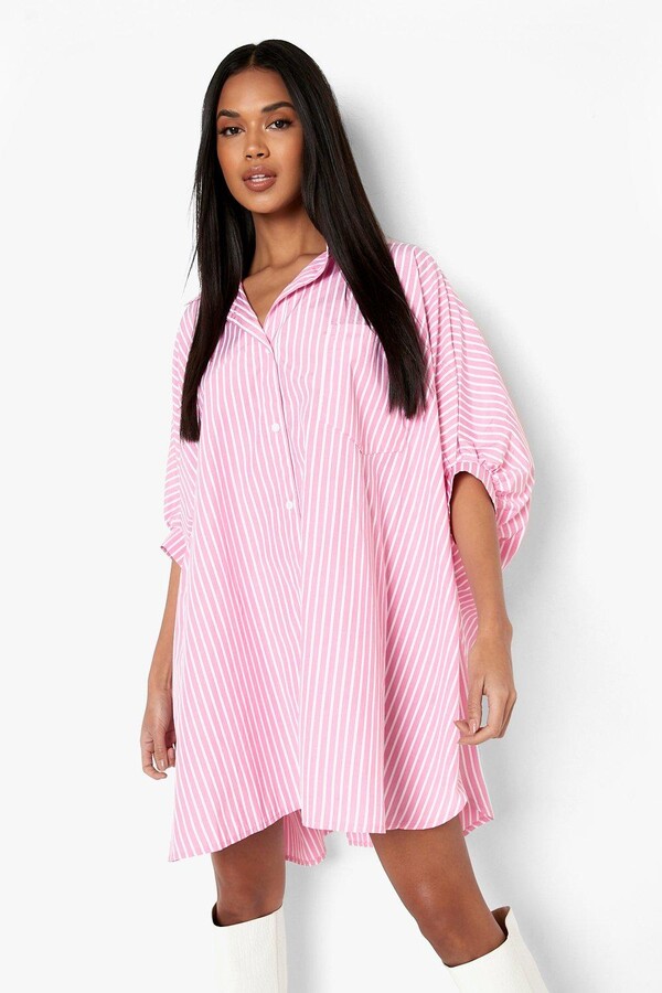 oversized batwing sleeve shirt dress