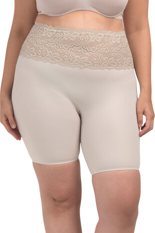 TJMAXX Plus Lace Trim High Waist Smoothing Thigh Shaper For Women, Nylon/Spandex