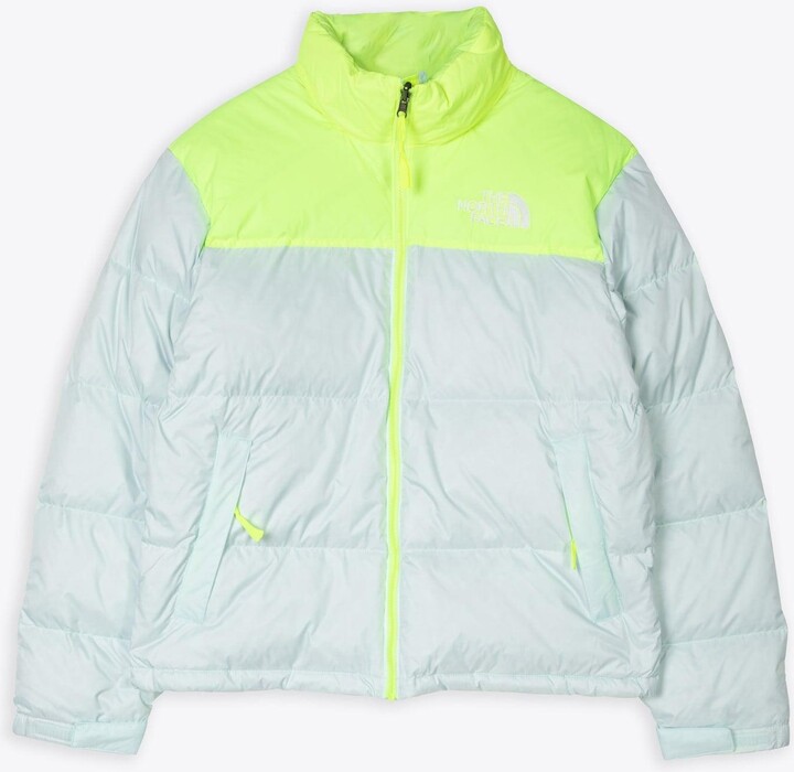 The North Face Mens 1996 Retro Nuptse Jacket Light blue and neon yellow  nylon down jacket - ShopStyle
